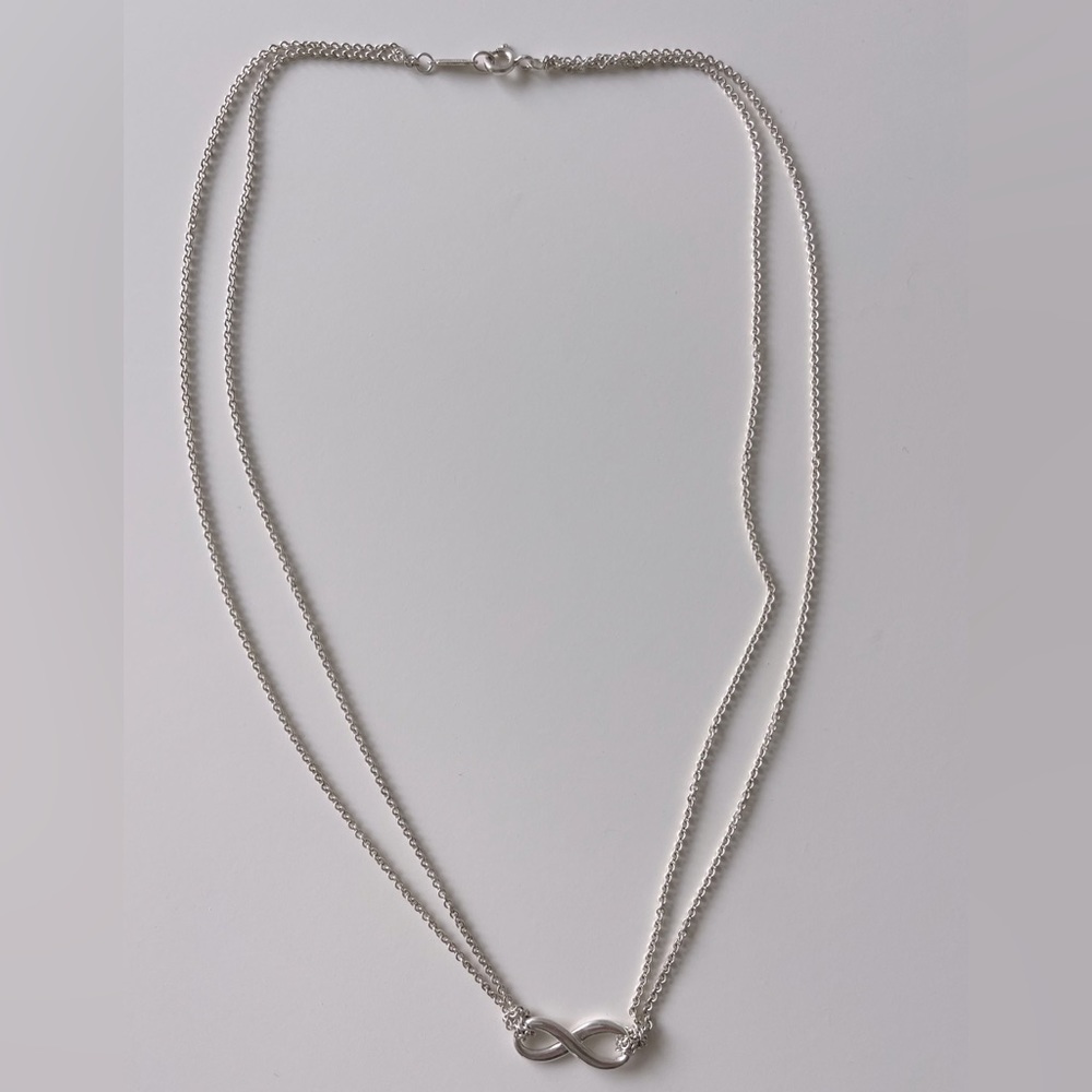 Tiffany & Co. Infinity Double Chain Necklace - Sterling Silver.